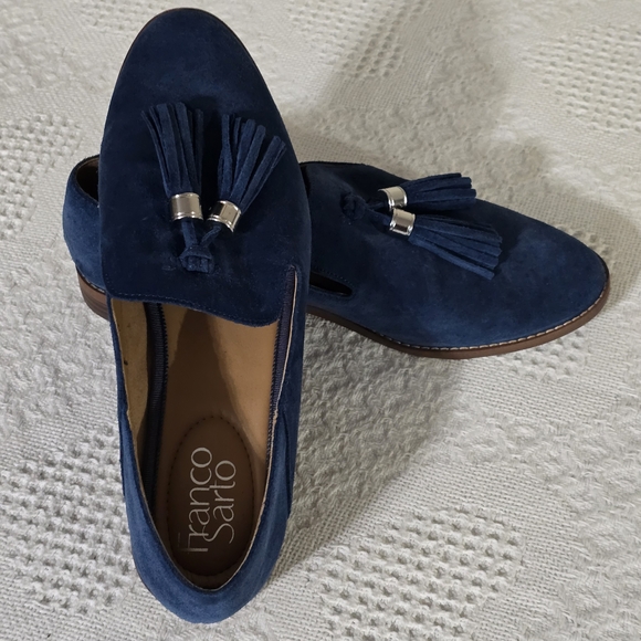 Franco Sarto Blue and Brown Suede Loafers - Picture 7 of 9